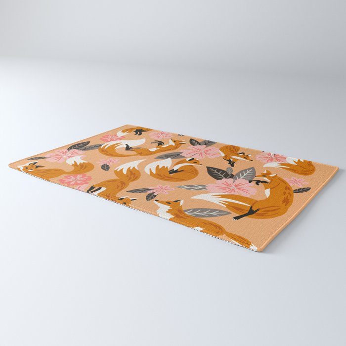 Foxes & Blooms - Melon Palette Rug Gallery Image 3