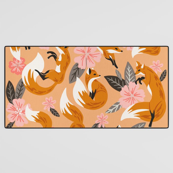 Foxes & Blooms - Melon Palette Desk Mat Gallery Image 3