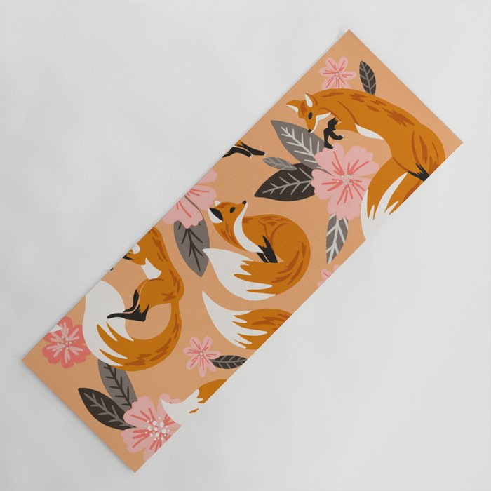 Foxes & Blooms - Melon Palette Yoga Mat Gallery Image 1
