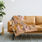 Foxes & Blooms - Melon Palette Throw Blanket Gallery Image 1