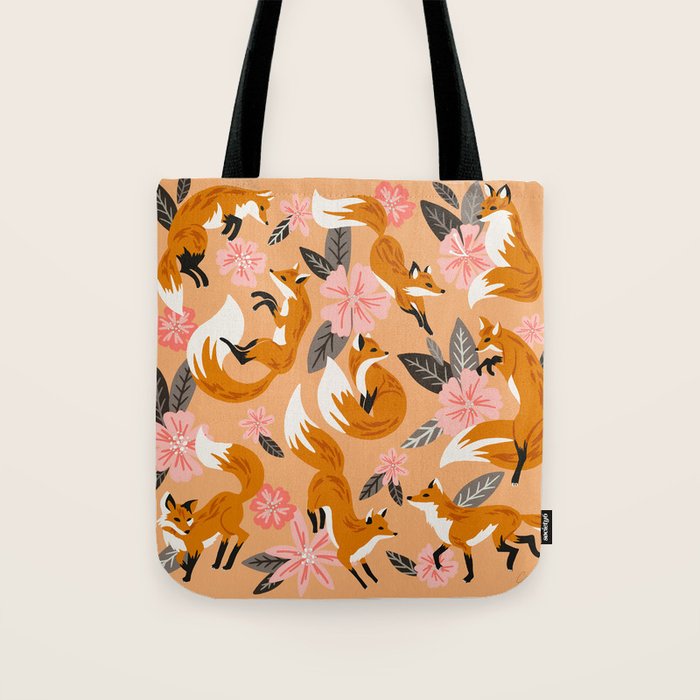 Foxes & Blooms - Melon Palette Tote Bag Gallery Image 1