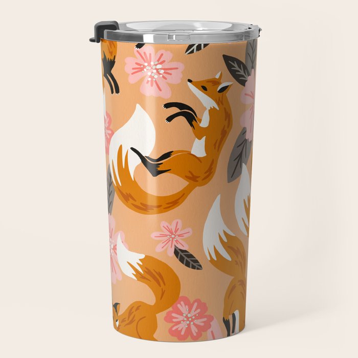 Foxes & Blooms - Melon Palette Travel Mug Gallery Image 3