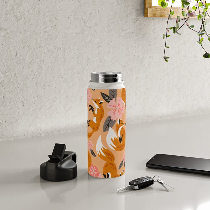 Foxes & Blooms - Melon Palette Water Bottle Gallery Image 4