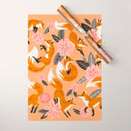 Foxes & Blooms - Melon Palette Wrapping Paper Gallery Image 1