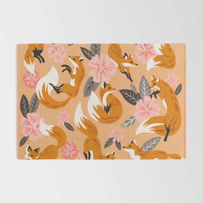 Foxes & Blooms - Melon Palette Rug Gallery Image 2
