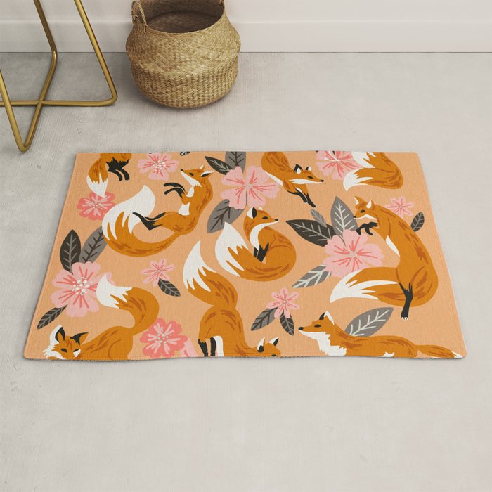 Foxes & Blooms - Melon Palette Rug Gallery Image 1