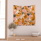Foxes & Blooms - Melon Palette Wall Tapestry Gallery Image 2