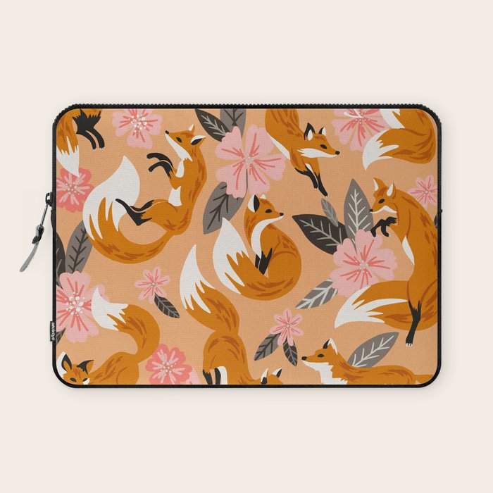 Foxes & Blooms - Melon Palette Laptop Sleeve Gallery Image 1