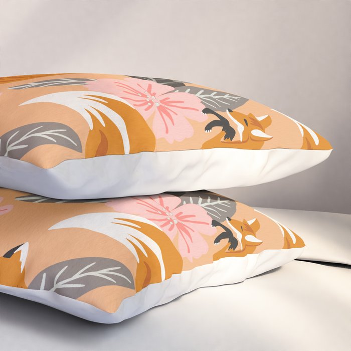 Foxes & Blooms - Melon Palette Pillow Sham Gallery Image 3