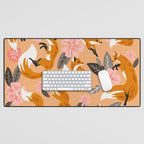 Foxes & Blooms - Melon Palette Desk Mat Gallery Image 1