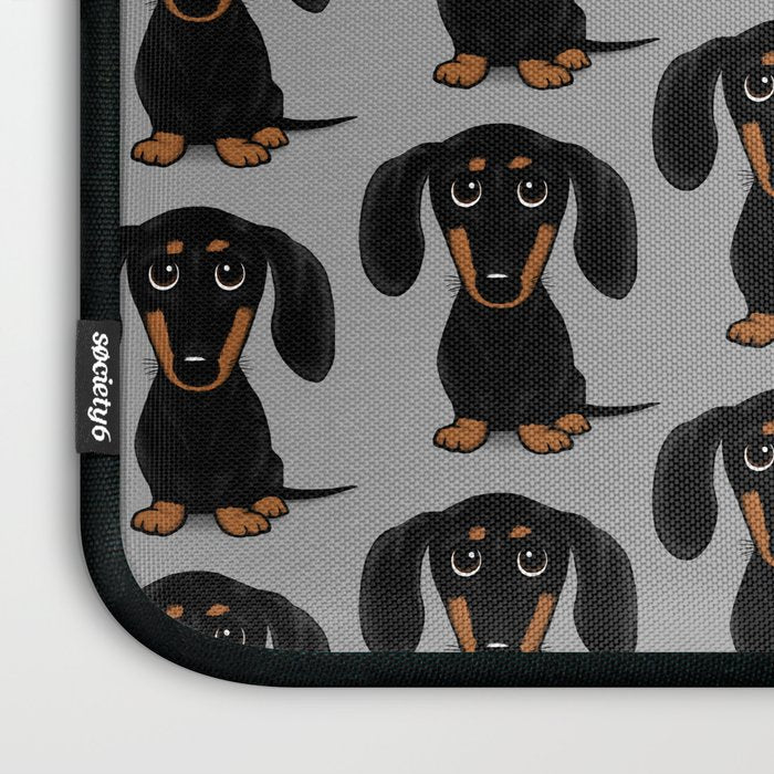 Black and Tan Dachshund | Cute Cartoon Wiener Dog Laptop Sleeve Gallery Image 3