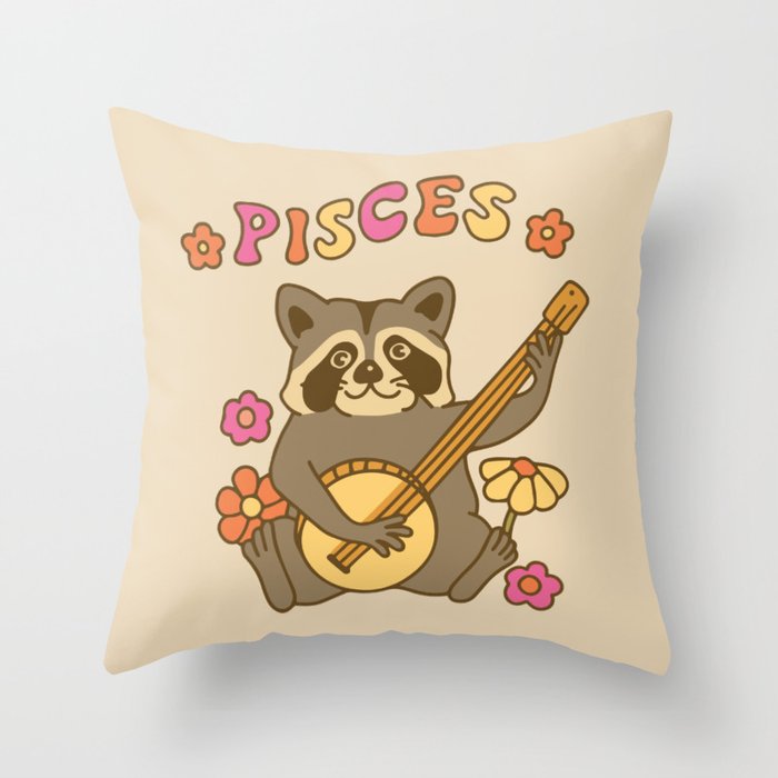 Pisces Raccoon Throw Pillow Gallery Image 1