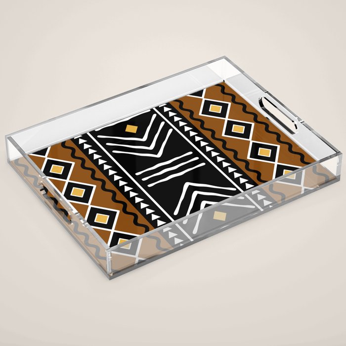 Tribal African Bogolan Fabric Art Design Acrylic Tray Gallery Image 1