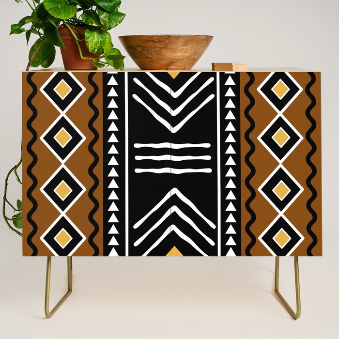Tribal African Bogolan Fabric Art Design Credenza Gallery Image 1