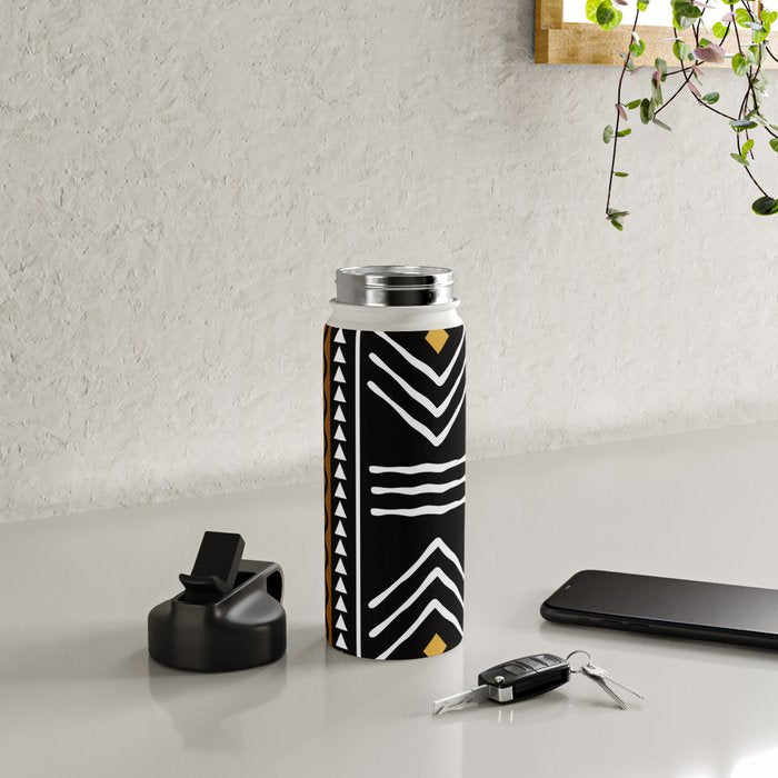 Tribal African Bogolan Fabric Art Design Water Bottle Gallery Image 4