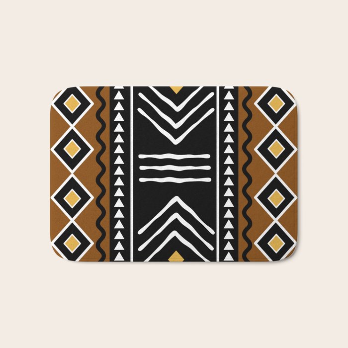 Tribal African Bogolan Fabric Art Design Bath Mat Gallery Image 1