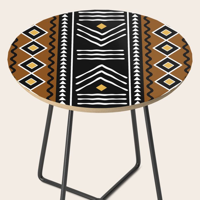 Tribal African Bogolan Fabric Art Design Side Table Gallery Image 2