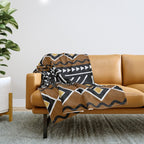 Tribal African Bogolan Fabric Art Design Throw Blanket Gallery Image 1