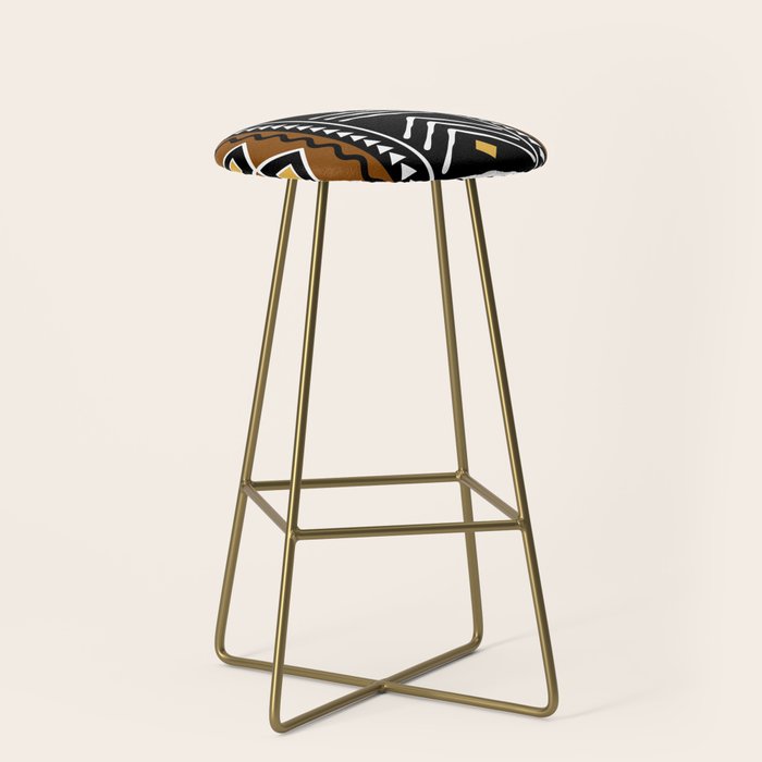 Tribal African Bogolan Fabric Art Design Stool