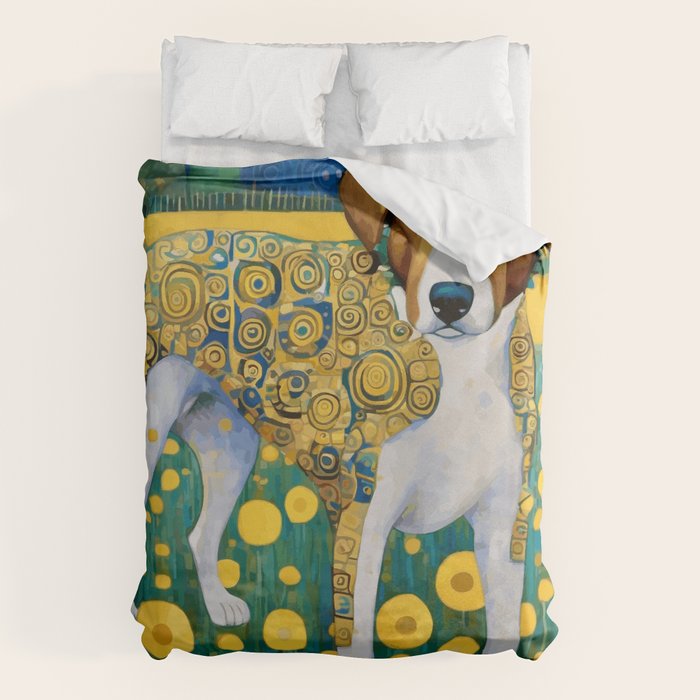 Klimt Dog in Flower Garden Landscape  Duvet Cover Gallery Image 1