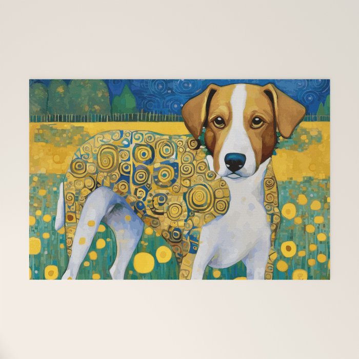 Klimt Dog in Flower Garden Landscape  Welcome Mat Gallery Image 1