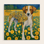 Klimt Dog in Flower Garden Landscape  Wood Wall Art Gallery Image 1