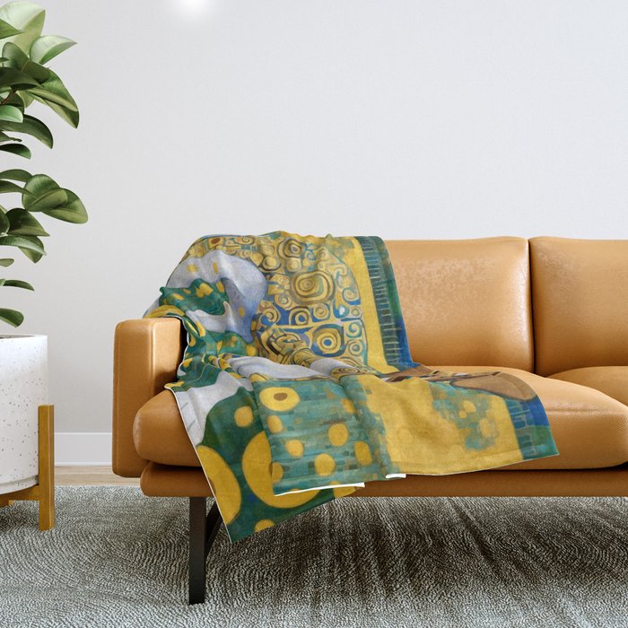 Klimt Dog in Flower Garden Landscape  Throw Blanket Gallery Image 1