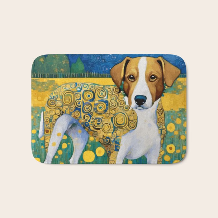 Klimt Dog in Flower Garden Landscape  Bath Mat Gallery Image 1
