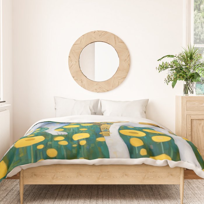 Klimt Dog in Flower Garden Landscape  Duvet Cover Gallery Image 3