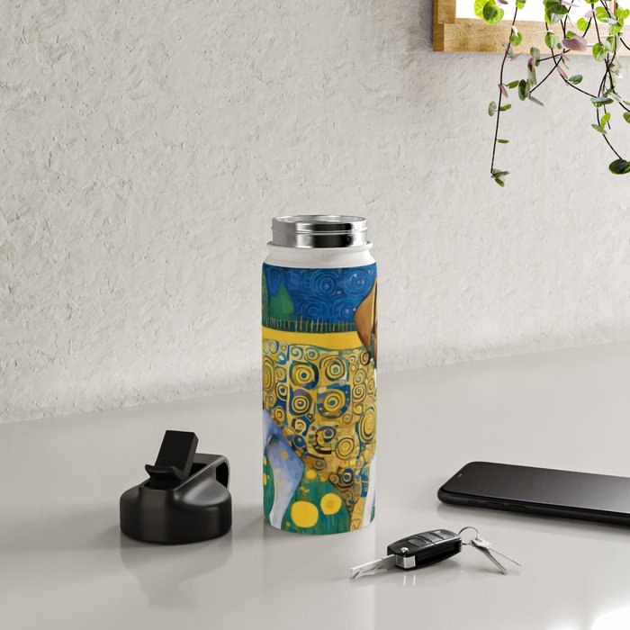 Klimt Dog in Flower Garden Landscape  Water Bottle Gallery Image 4