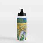 Klimt Dog in Flower Garden Landscape  Water Bottle Gallery Image 3
