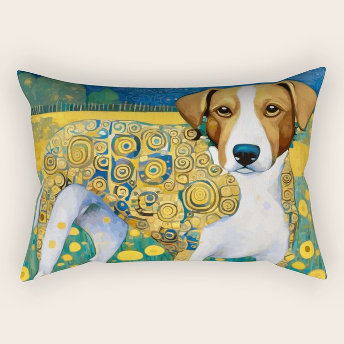 Klimt Dog in Flower Garden Landscape  Rectangular Pillow Gallery Image 1