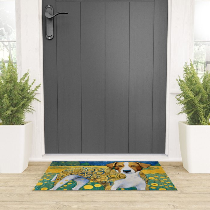 Klimt Dog in Flower Garden Landscape  Welcome Mat Gallery Image 3