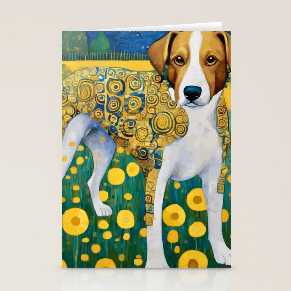 Klimt Dog in Flower Garden Landscape  Stationery Card Gallery Image 1