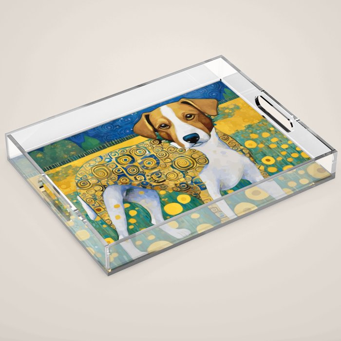 Klimt Dog in Flower Garden Landscape  Acrylic Tray Gallery Image 1