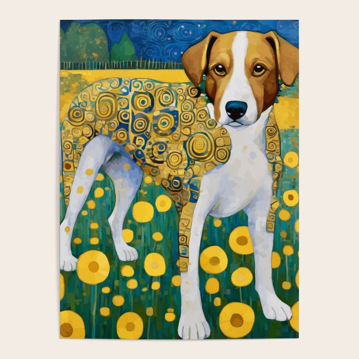 Klimt Dog in Flower Garden Landscape  Poster Gallery Image 4