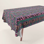 Mangatsika Mountain Stripe - Peach, Teal, Purple Tablecloth Gallery Image 1