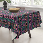 Mangatsika Mountain Stripe - Peach, Teal, Purple Tablecloth Gallery Image 3