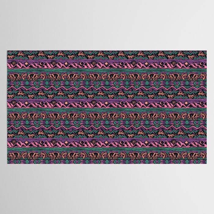 Mangatsika Mountain Stripe - Peach, Teal, Purple Tablecloth Gallery Image 2