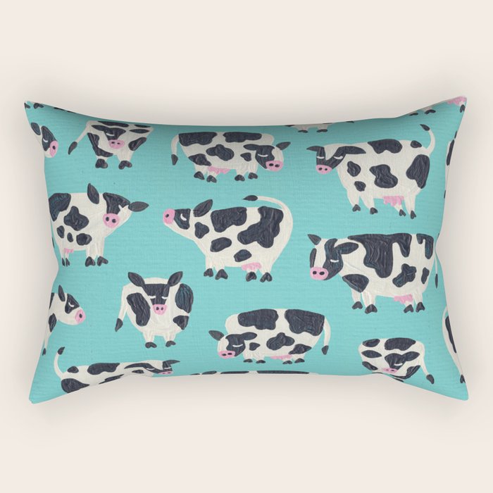 Cow Collection - Turquoise Rectangular Pillow Gallery Image 1