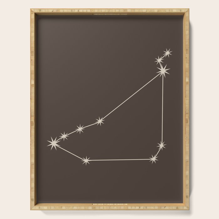 Capricorn Zodiac Star Constellation Line Art Coffee Brown Serving Tray Gallery Image 1