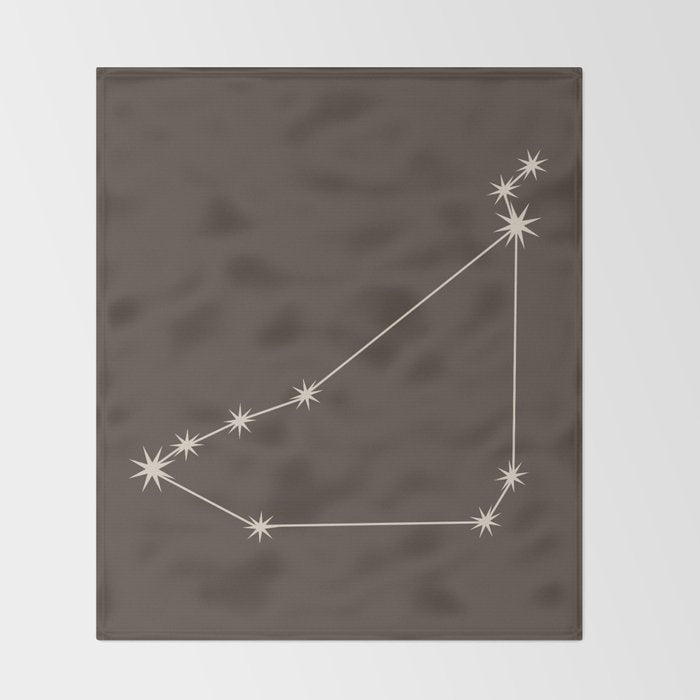 Capricorn Zodiac Star Constellation Line Art Coffee Brown Throw Blanket Gallery Image 2