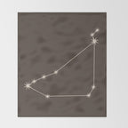 Capricorn Zodiac Star Constellation Line Art Coffee Brown Throw Blanket Gallery Image 2