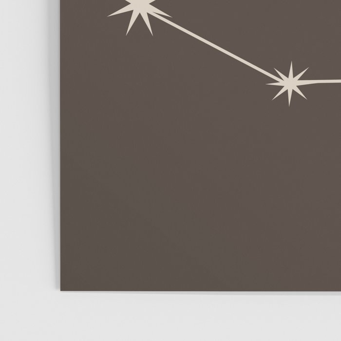 Capricorn Zodiac Star Constellation Line Art Coffee Brown Poster Gallery Image 3