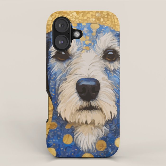 Gustav Klimt Style Dog with Blue and Gold Costume iPhone Case Gallery Image 1