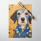 Gustav Klimt Style Dog with Blue and Gold Costume Wrapping Paper Gallery Image 1