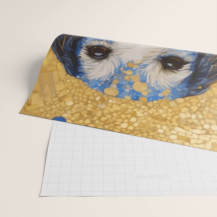 Gustav Klimt Style Dog with Blue and Gold Costume Wrapping Paper Gallery Image 2