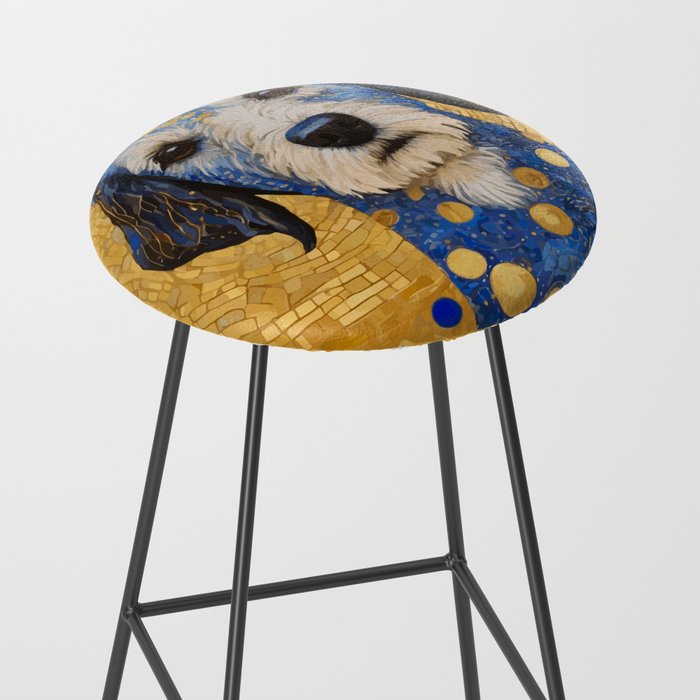 Gustav Klimt Style Dog with Blue and Gold Costume Stool Gallery Image 2