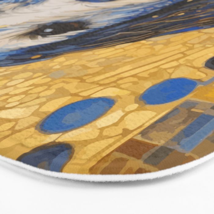 Gustav Klimt Style Dog with Blue and Gold Costume Bath Mat Gallery Image 3