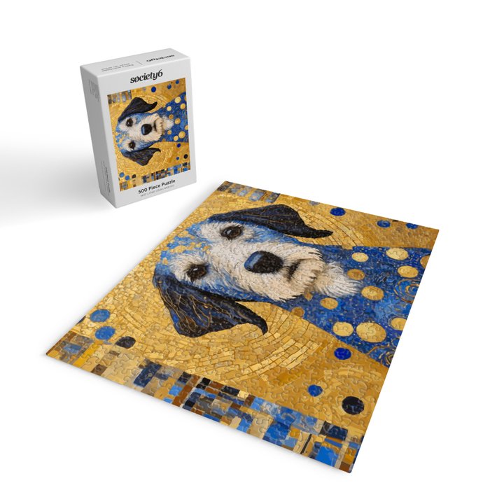 Gustav Klimt Style Dog with Blue and Gold Costume Jigsaw Puzzle Gallery Image 2